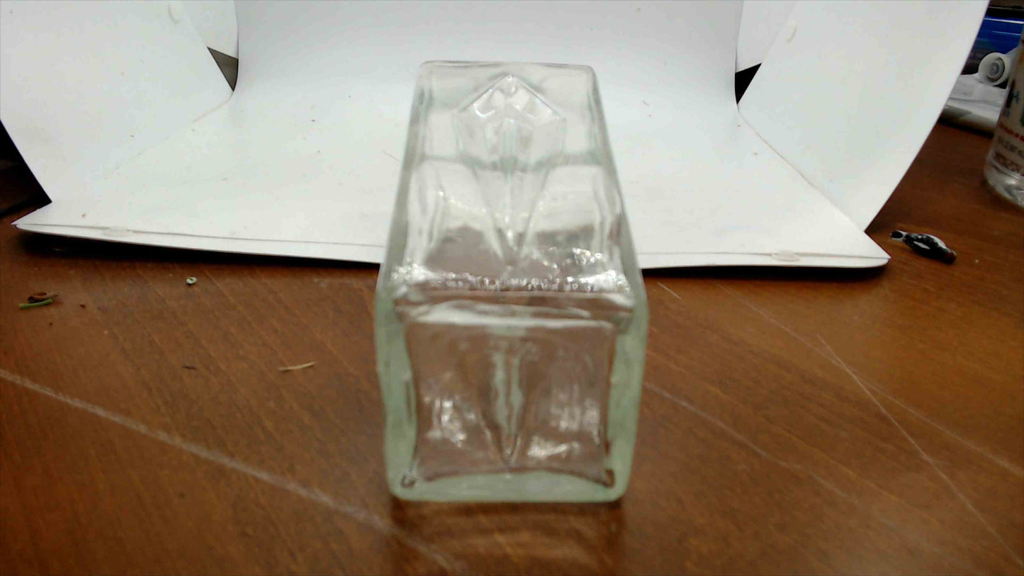 Antique Clear Glass Apothecary Bottle – Square Chamfered Body, Ground Glass Stopper, 9.75"