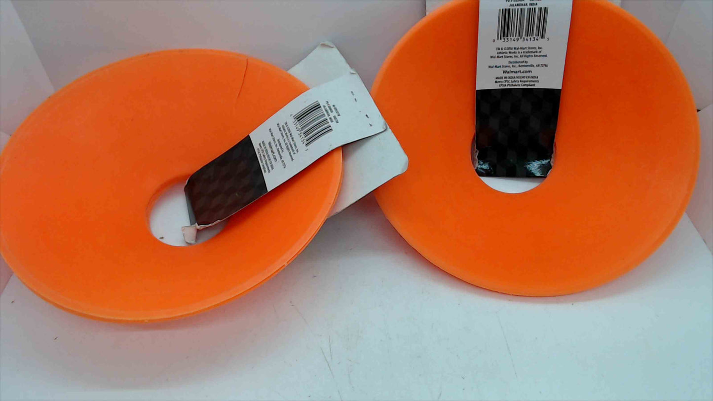 Athletic Works Orange Disc Cones – 2 Packs of 4 (8 Total) – Low-Profile Flexible Field Marker Cones