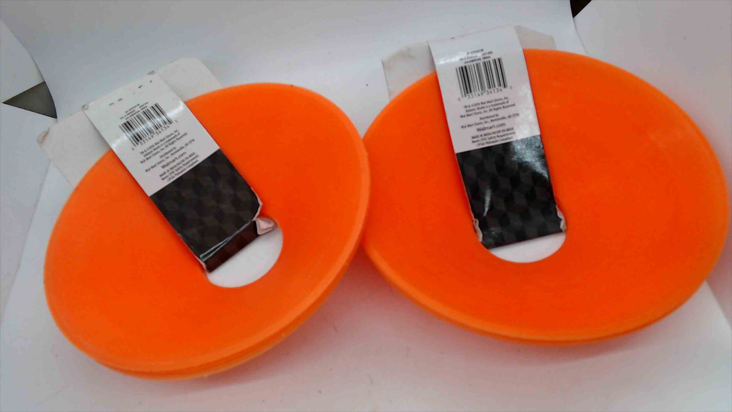 Athletic Works Orange Disc Cones – 2 Packs of 4 (8 Total) – Low-Profile Flexible Field Marker Cones