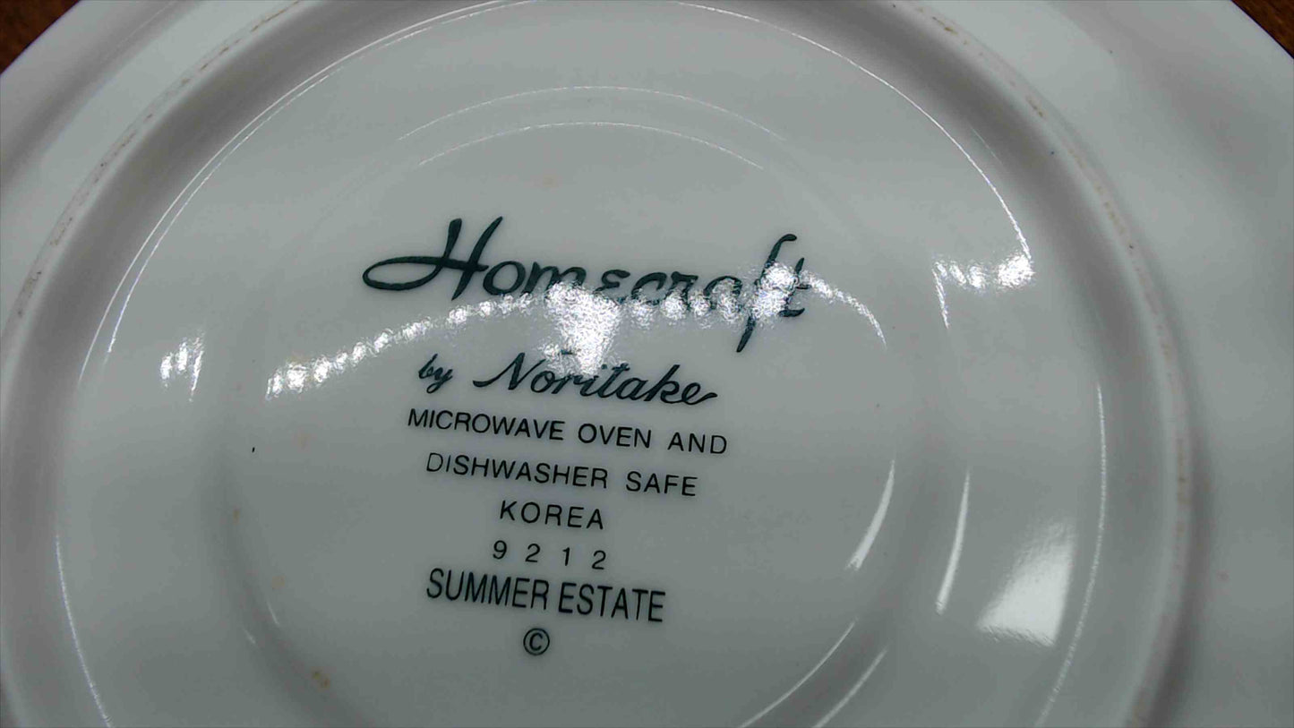 Noritake Homecraft Summer Estate Saucers – Set of 2 – Pattern 9212 – Yellow Stripe Blue Floral