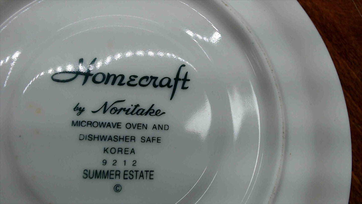 Noritake Homecraft Summer Estate Saucers – Set of 2 – Pattern 9212 – Yellow Stripe Blue Floral