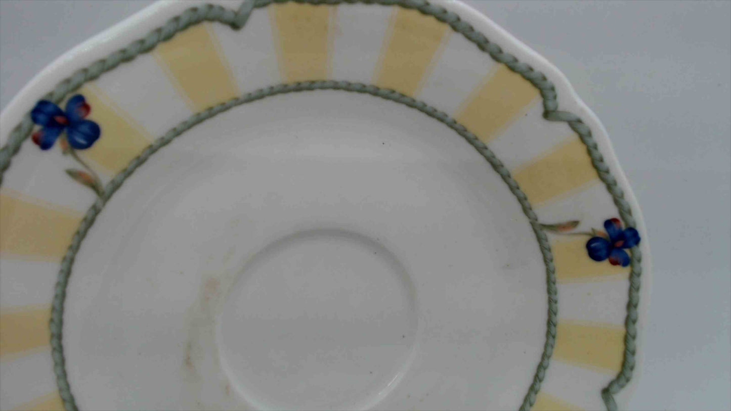 Noritake Homecraft Summer Estate Saucers – Set of 2 – Pattern 9212 – Yellow Stripe Blue Floral
