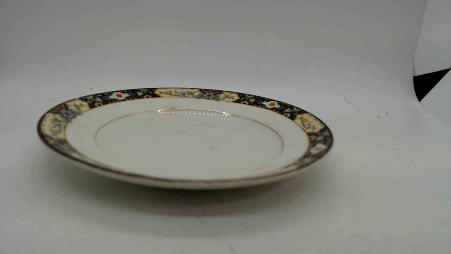 Antique Saxon China Imari-Style Bread Plate – Cobalt Floral Border – Sebring Pottery – 6"