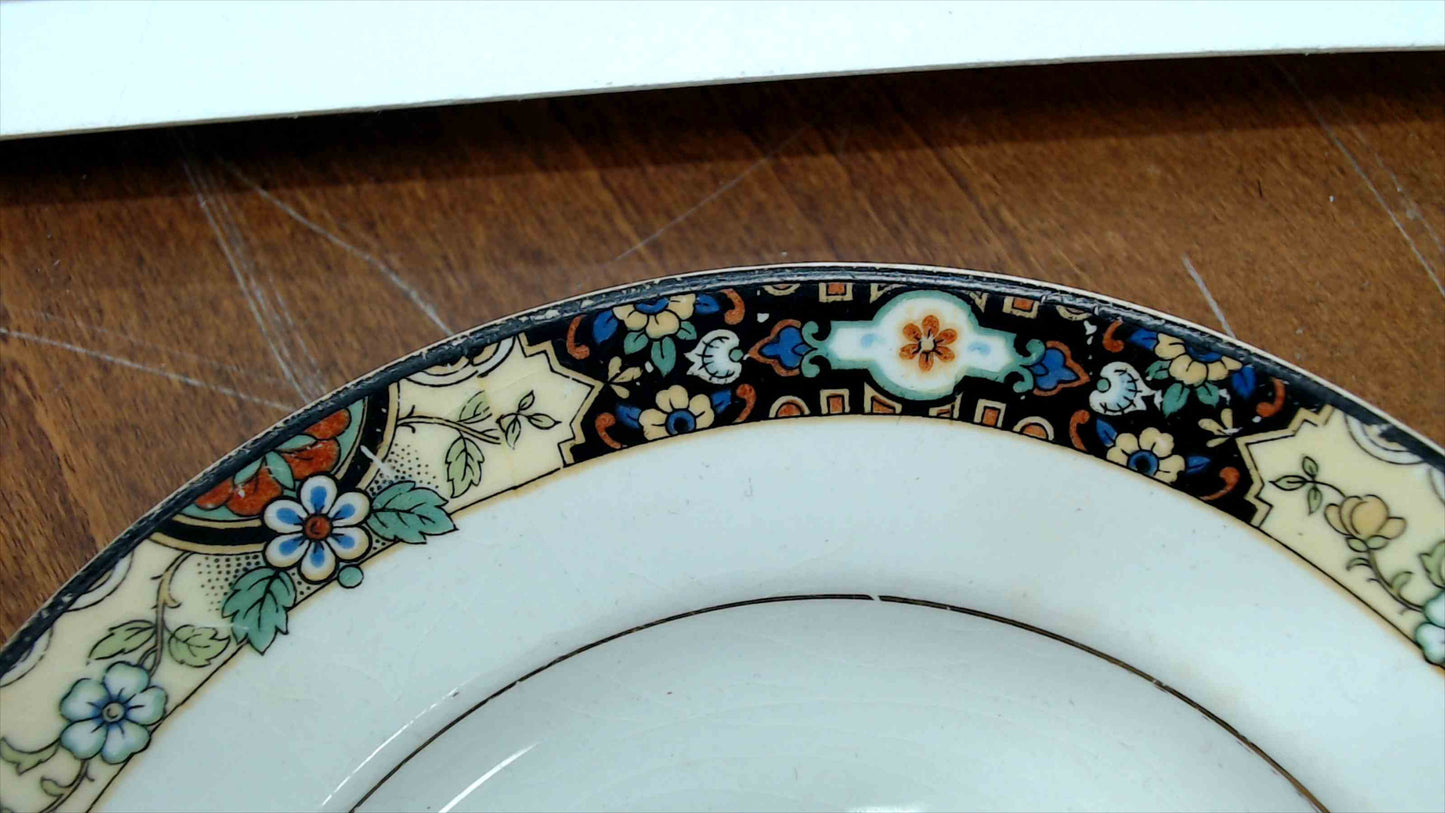 Antique Saxon China Imari-Style Bread Plate – Cobalt Floral Border – Sebring Pottery – 6"