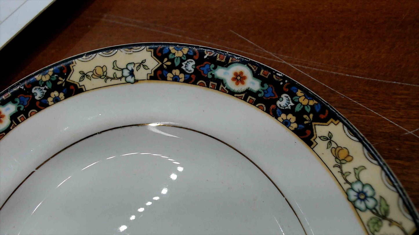 Antique Saxon China Imari-Style Bread Plate – Cobalt Floral Border – Sebring Pottery – 6"