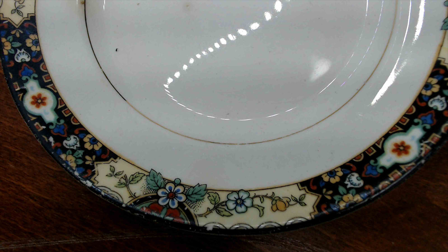 Antique Saxon China Imari-Style Bread Plate – Cobalt Floral Border – Sebring Pottery – 6"