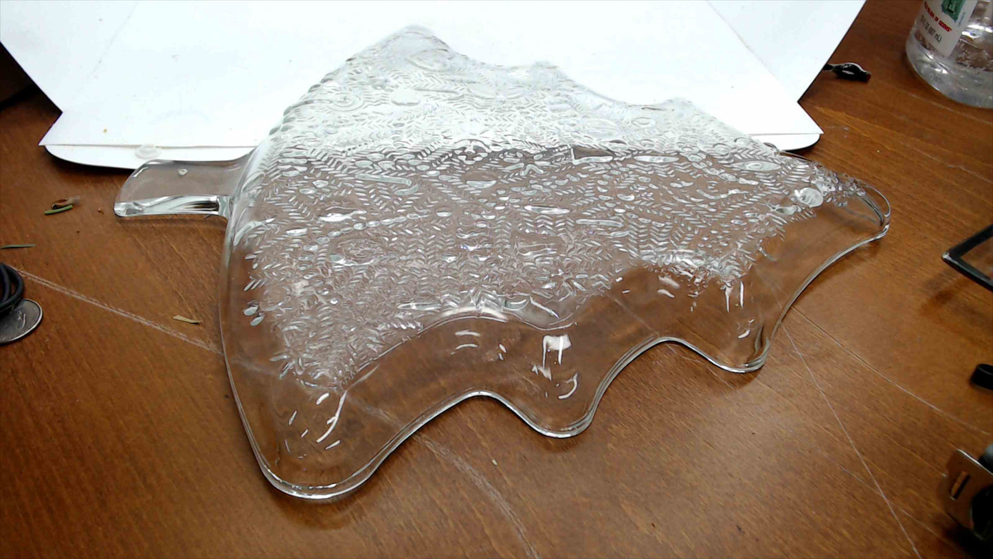 Vintage Clear Glass Christmas Tree Serving Platter – Embossed Holiday Motifs – 13.5" – Cookie Tray