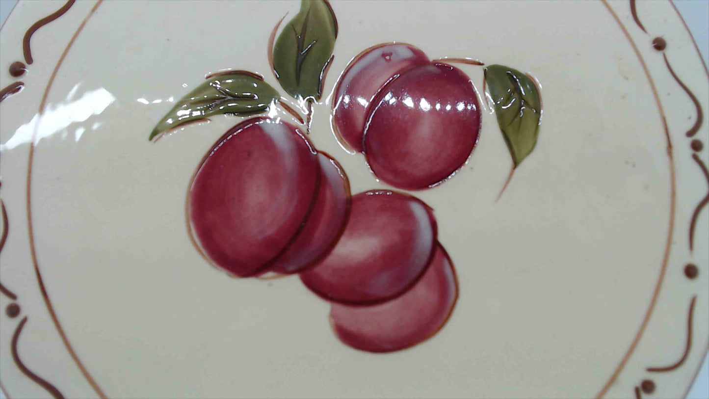 Around the Orchard Home China Plum Trivet – Ceramic Tile, Cream Glaze, Brown Scroll Border – 8"
