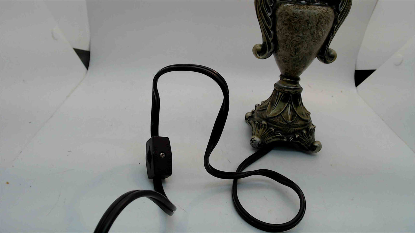 Vintage Ornate Resin Candelabra Accent Lamp – Antiqued Brass-Tone Urn, Scrolled Handles – 10" – Hollywood Regency