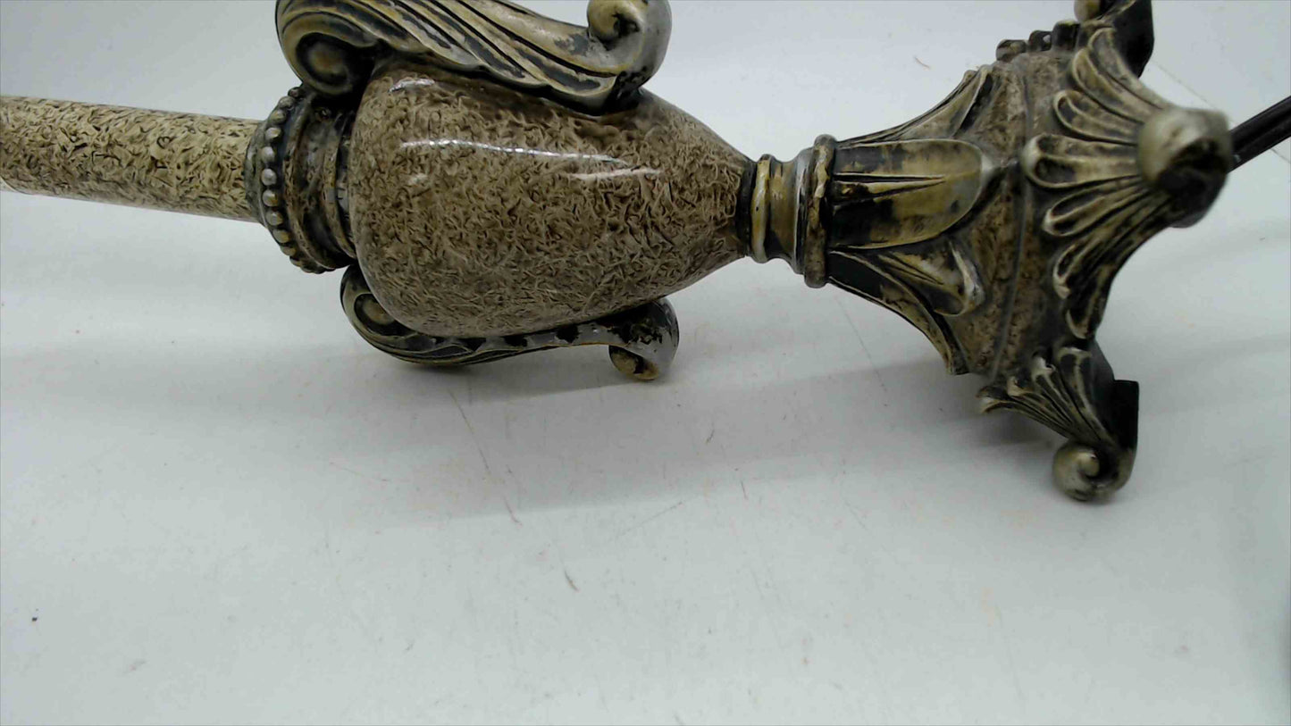Vintage Ornate Resin Candelabra Accent Lamp – Antiqued Brass-Tone Urn, Scrolled Handles – 10" – Hollywood Regency
