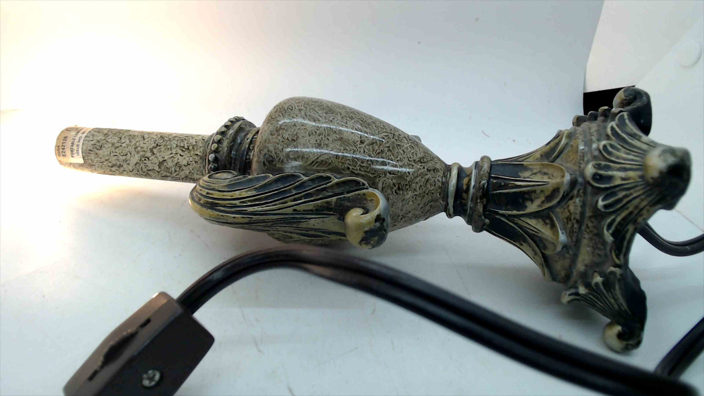 Vintage Ornate Resin Candelabra Accent Lamp – Antiqued Brass-Tone Urn, Scrolled Handles – 10" – Hollywood Regency