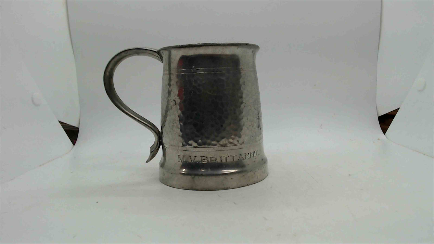Tudric Pewter Ware Tankard 5032 Hammered Mug "M.V. Brittannic"