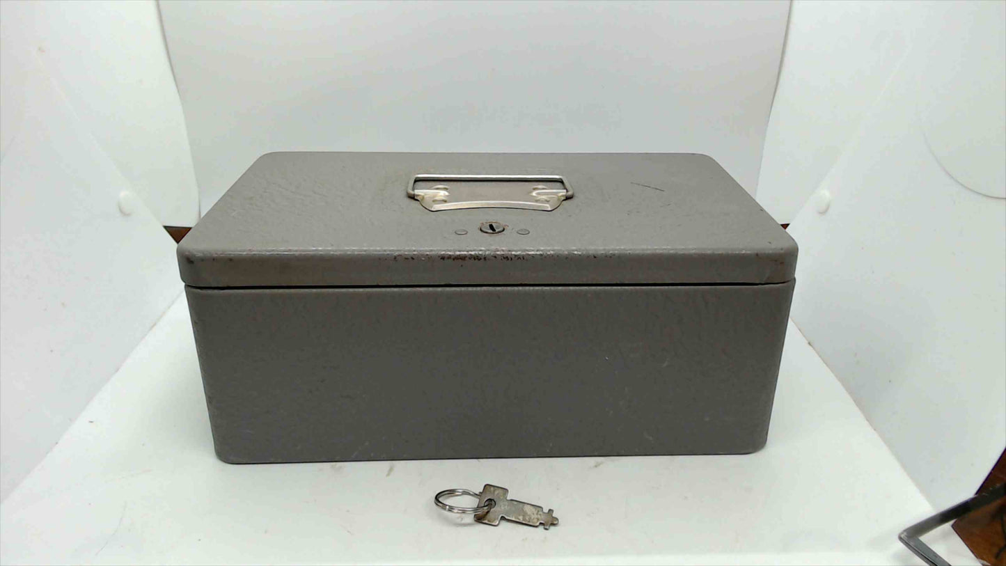 Vintage Swanco Steel Lock Box with Key — Jamestown NY USA, Gray Metal Cash Box