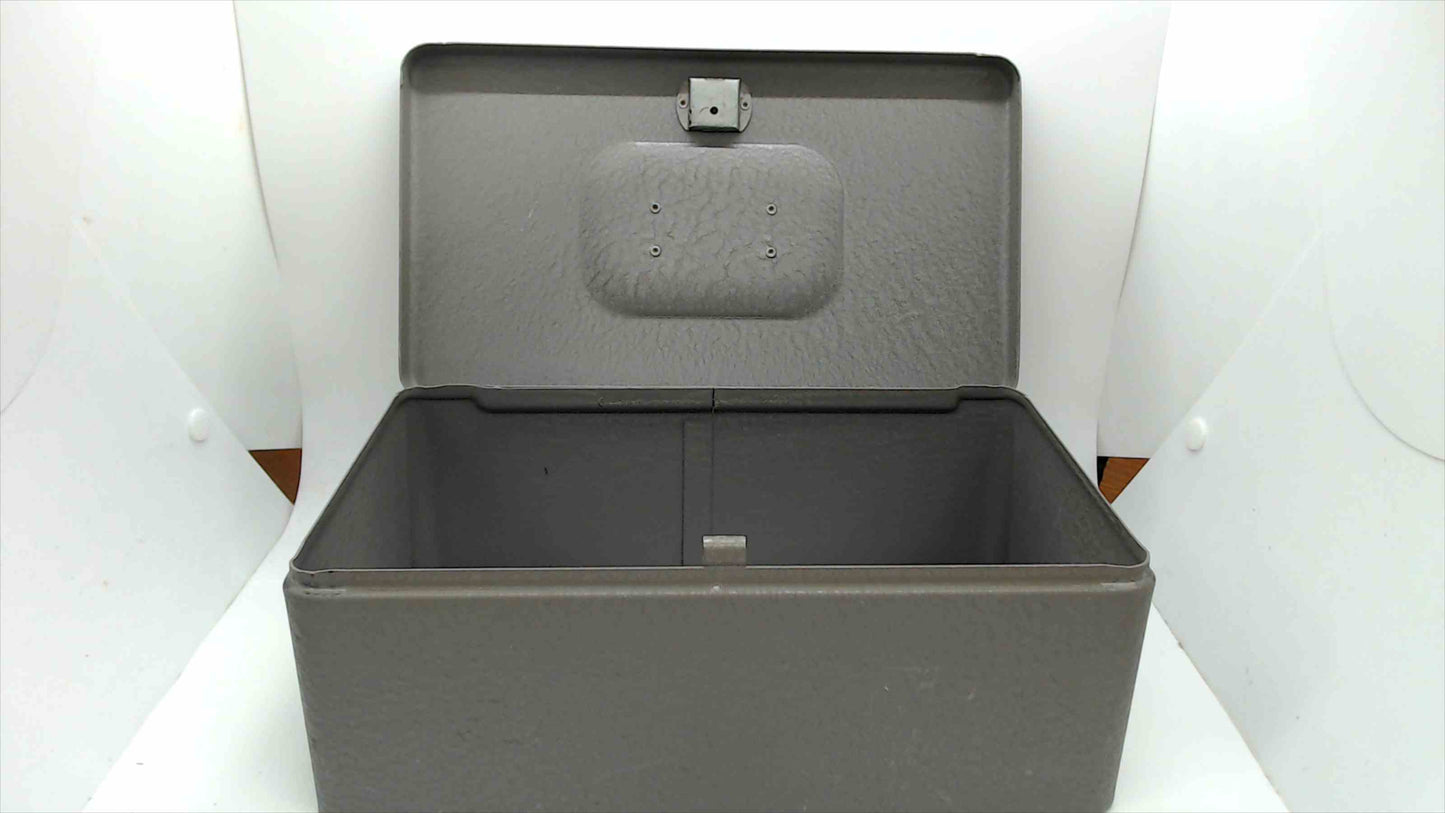 Vintage Swanco Steel Lock Box with Key — Jamestown NY USA, Gray Metal Cash Box