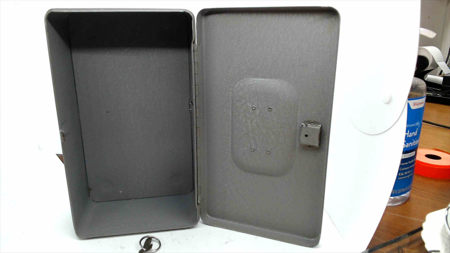 Vintage Swanco Steel Lock Box with Key — Jamestown NY USA, Gray Metal Cash Box