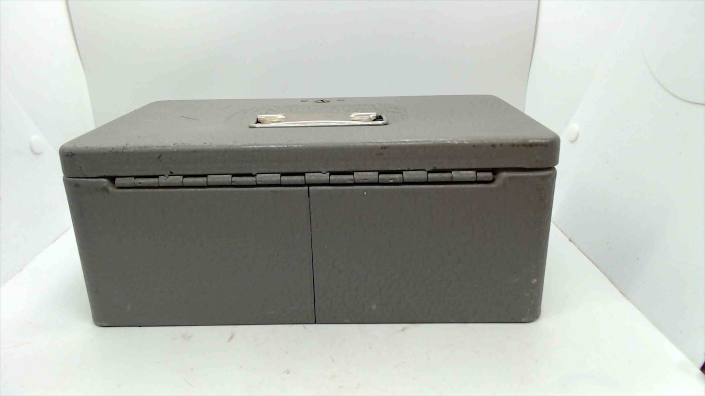Vintage Swanco Steel Lock Box with Key — Jamestown NY USA, Gray Metal Cash Box