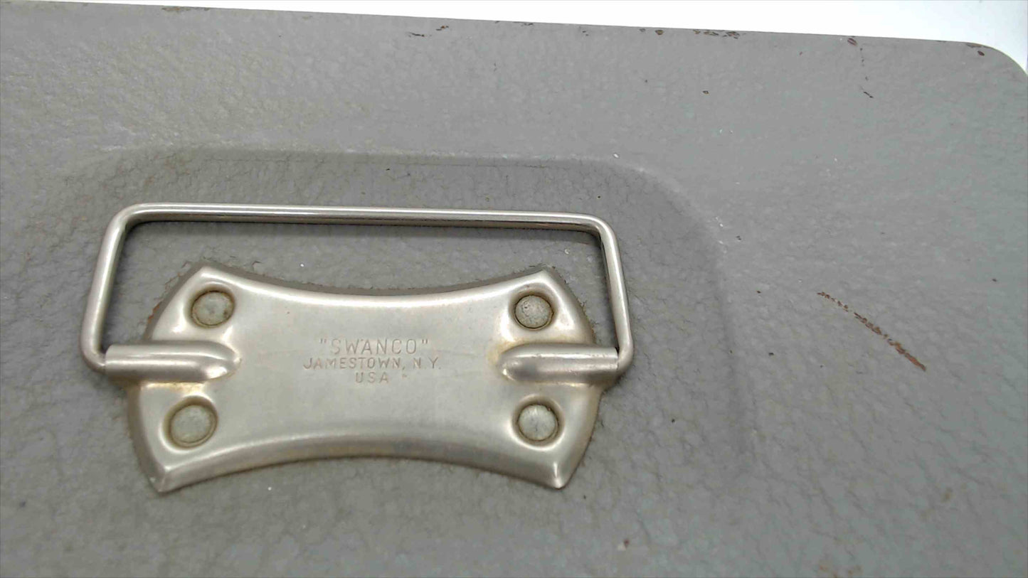 Vintage Swanco Steel Lock Box with Key — Jamestown NY USA, Gray Metal Cash Box
