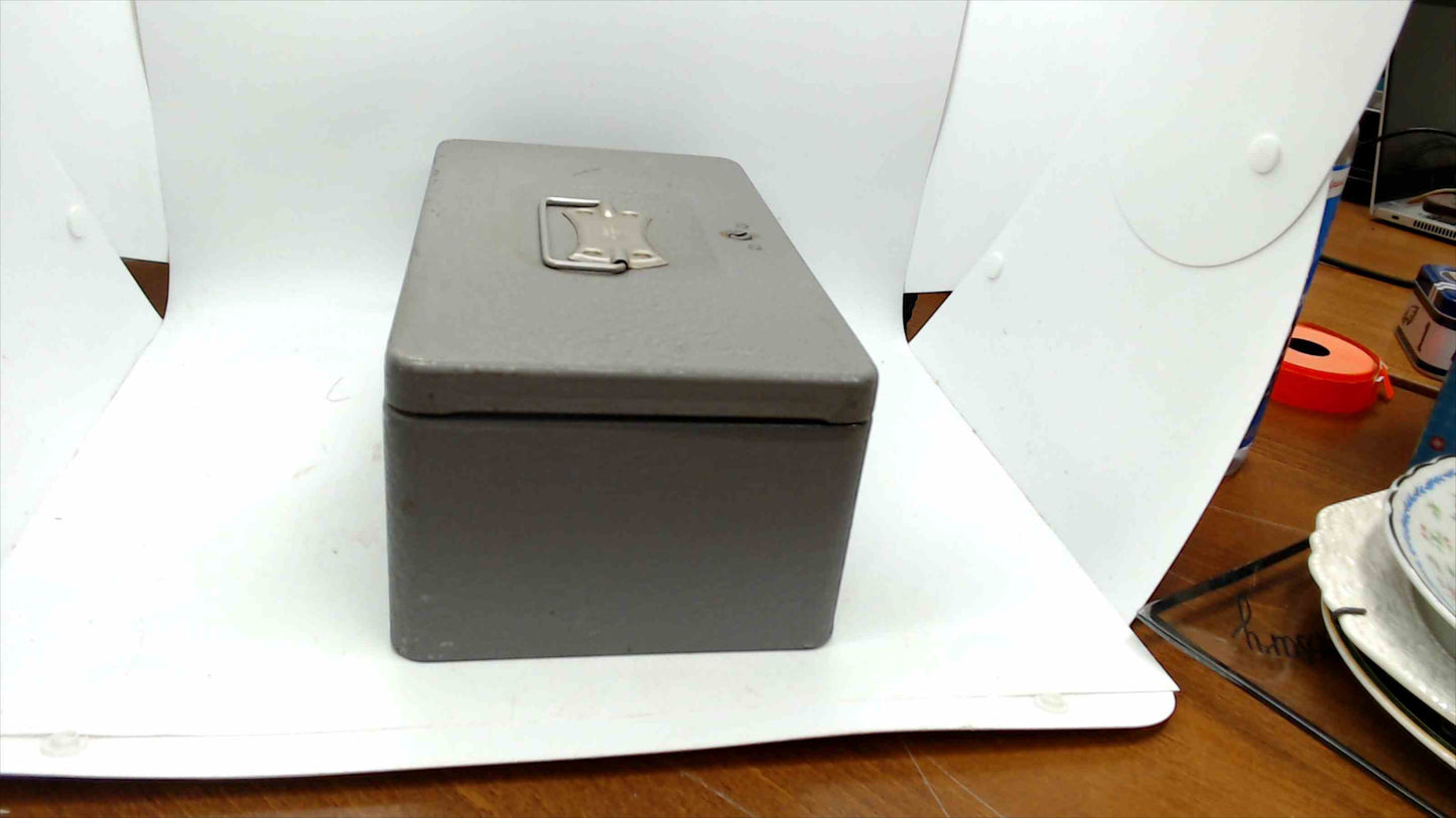Vintage Swanco Steel Lock Box with Key — Jamestown NY USA, Gray Metal Cash Box