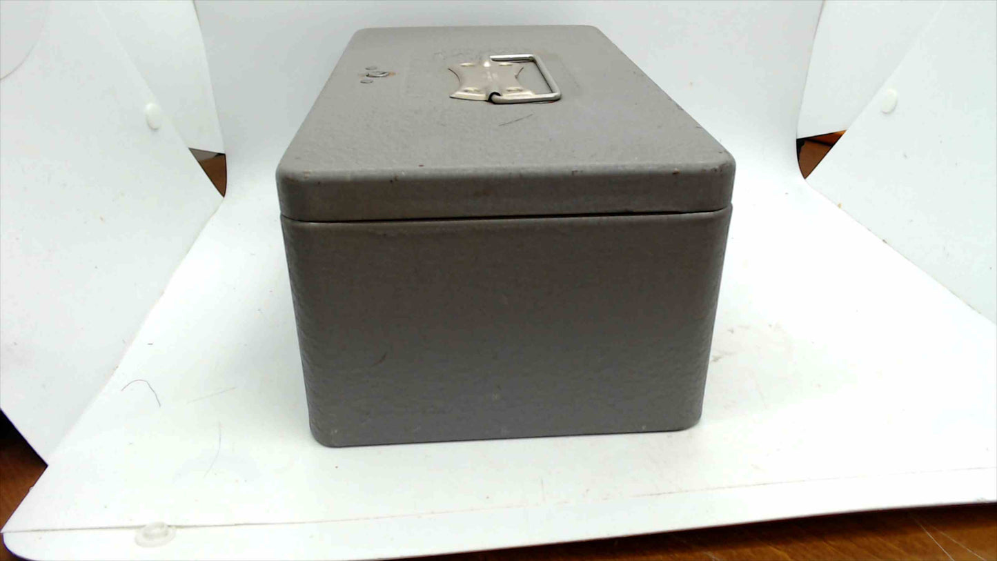 Vintage Swanco Steel Lock Box with Key — Jamestown NY USA, Gray Metal Cash Box