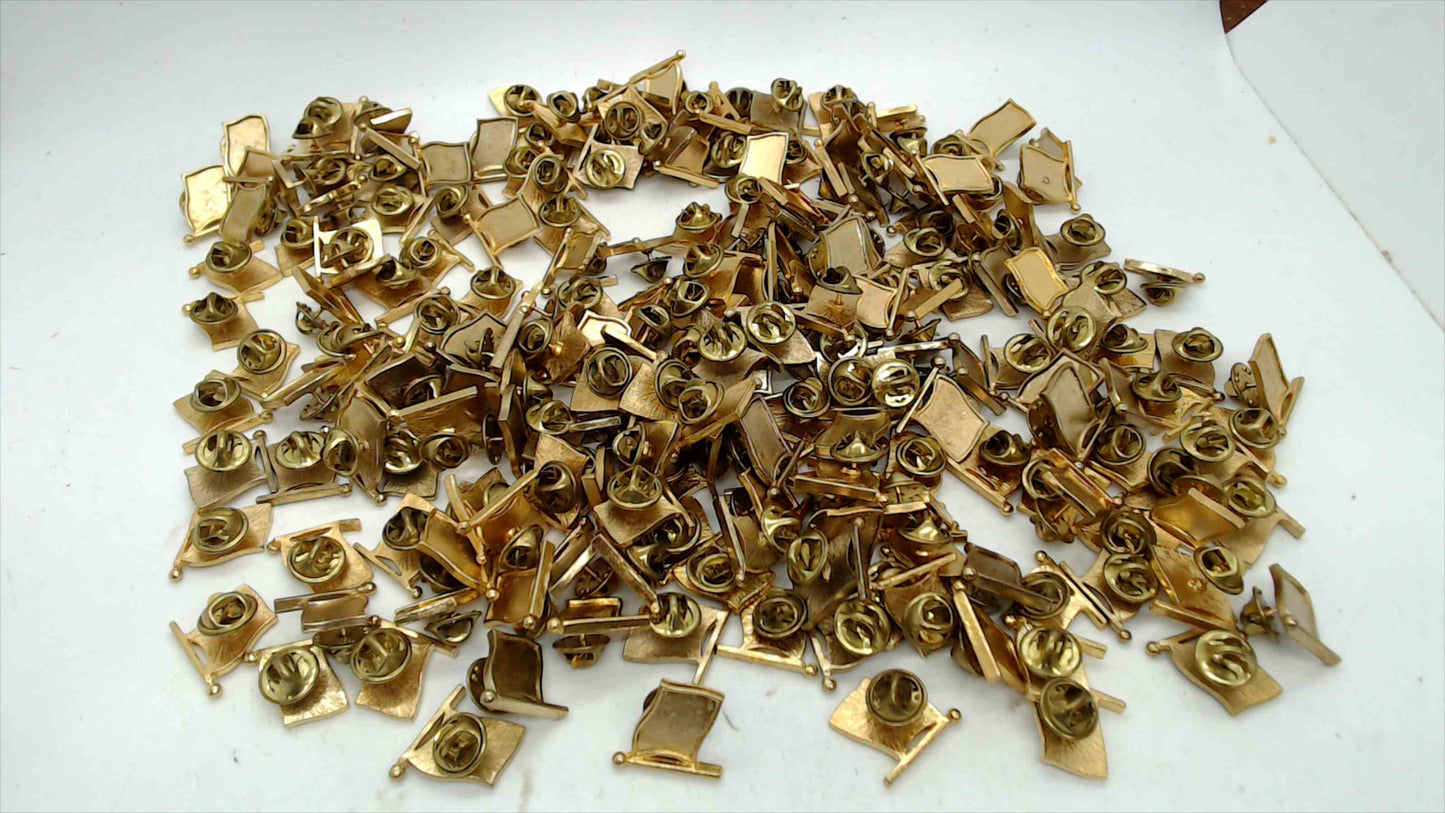 Lot of ~210 Blank Gold-Tone Flag Lapel Pin Bases with Butterfly Clutch Backs — Bulk Craft Supply Wholesale
