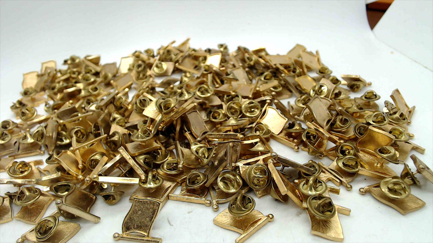 Lot of ~210 Blank Gold-Tone Flag Lapel Pin Bases with Butterfly Clutch Backs — Bulk Craft Supply Wholesale