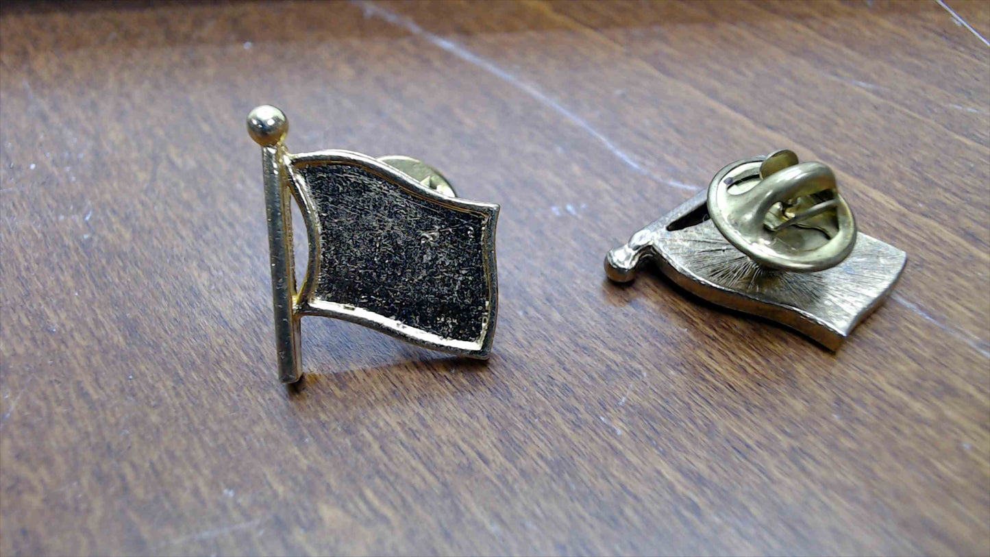 Lot of ~210 Blank Gold-Tone Flag Lapel Pin Bases with Butterfly Clutch Backs — Bulk Craft Supply Wholesale