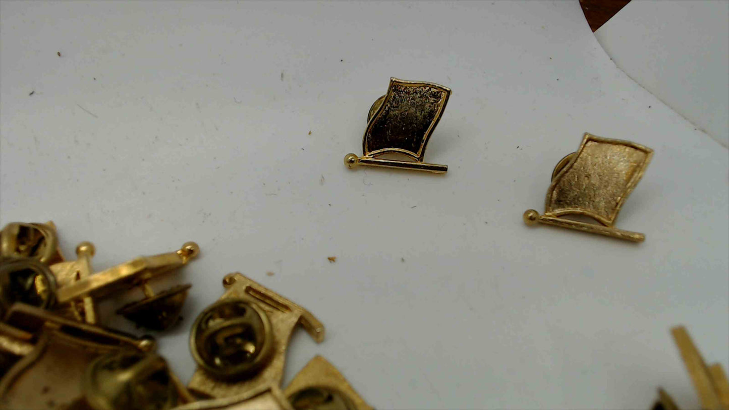 Lot of ~210 Blank Gold-Tone Flag Lapel Pin Bases with Butterfly Clutch Backs — Bulk Craft Supply Wholesale