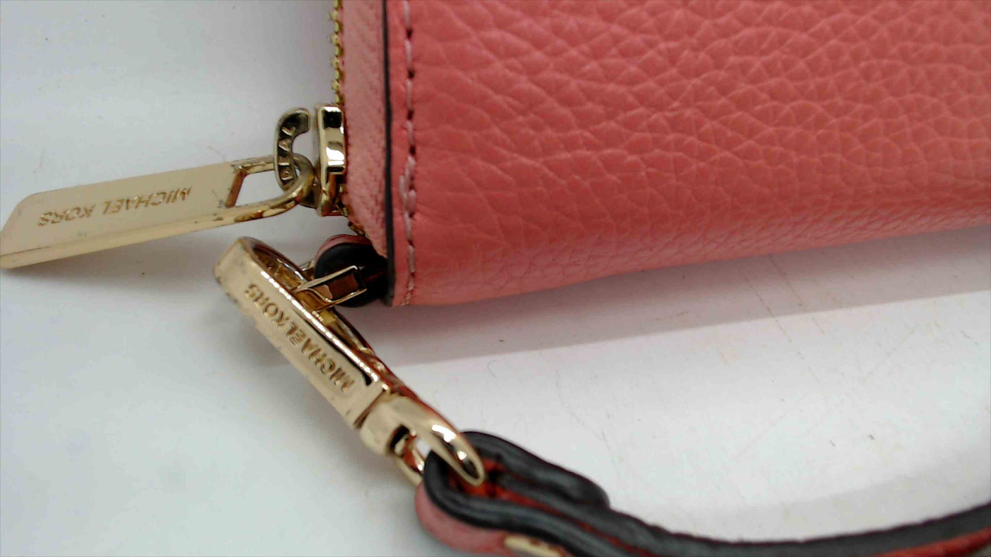 Michael Kors Coral Pink Pebbled Leather Zip-Around Continental Wallet Wristlet — Gold-Tone Hardware, 8.5"