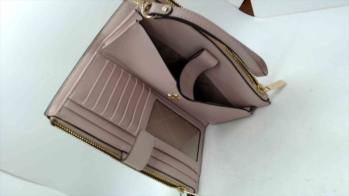 Michael Kors Blush Pink MK Signature Logo Double-Zip Wristlet Wallet — Gold-Tone Hardware, 7.5"
