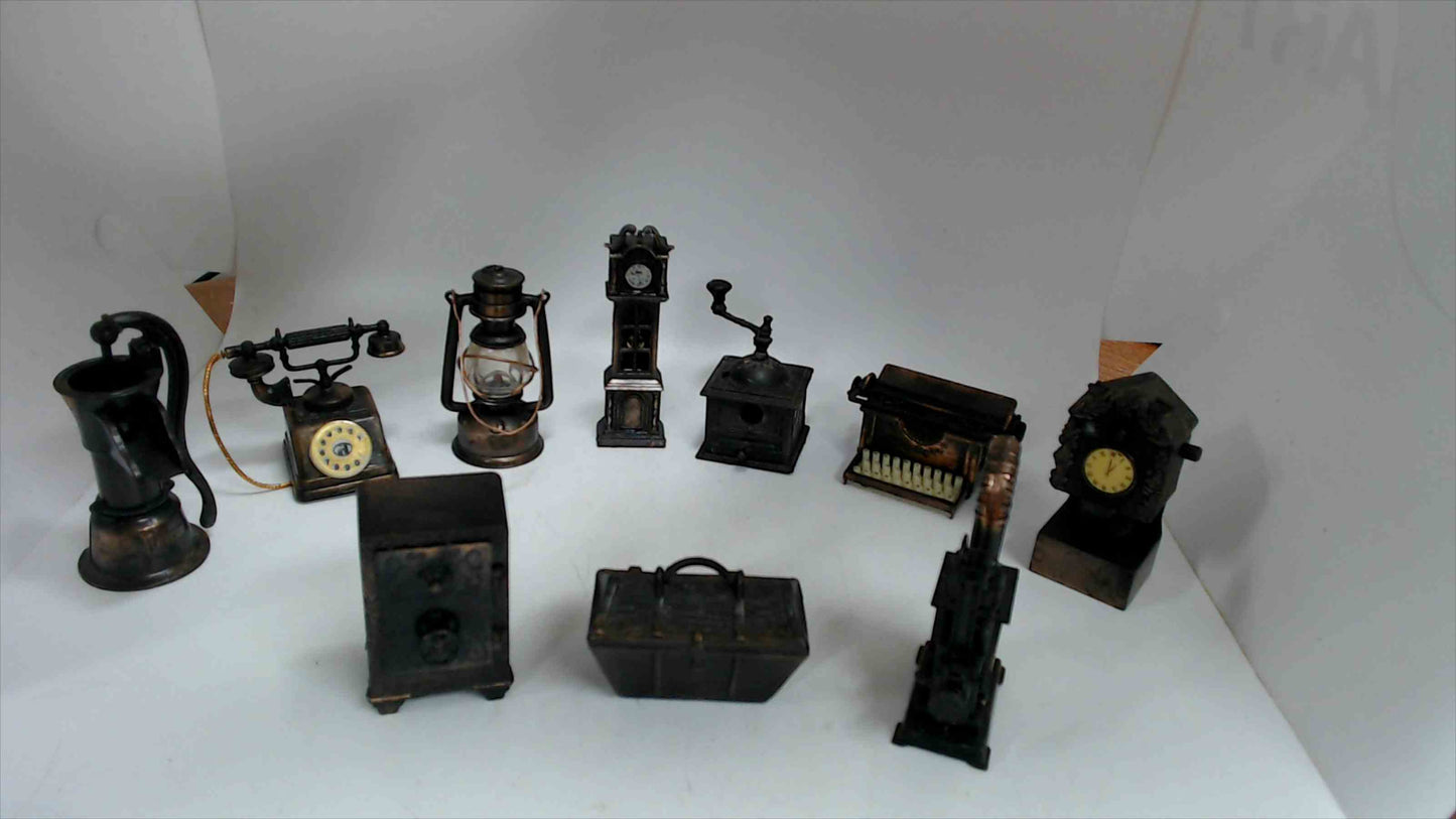 Lot of 10 Miniature Metal Pencil sharpeners Dollhouse sized Made in Hong Kong