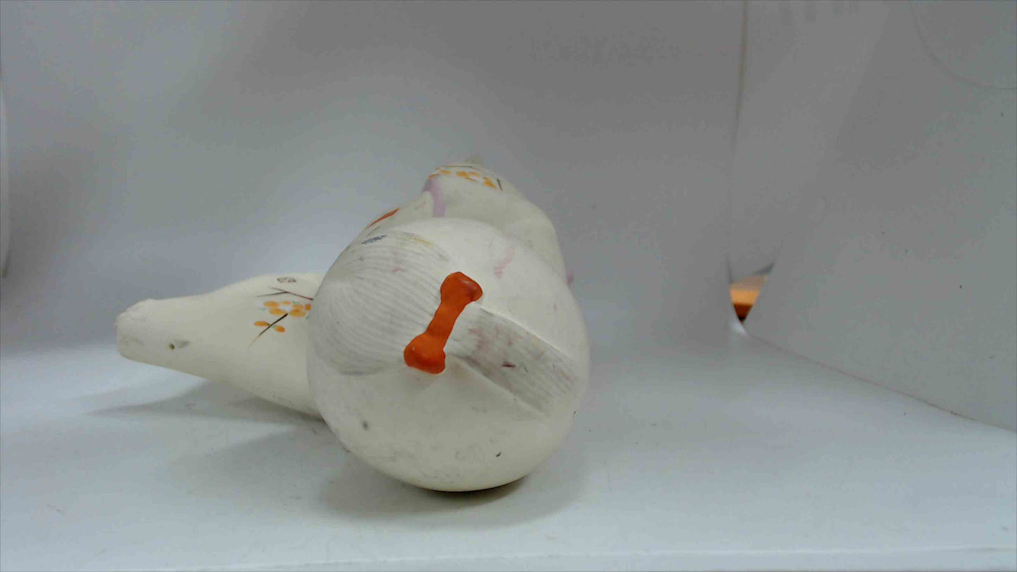 Vintage Japanese Hakata-Style Geisha Doll in White Cherry Blossom Kimono with Orange Obi