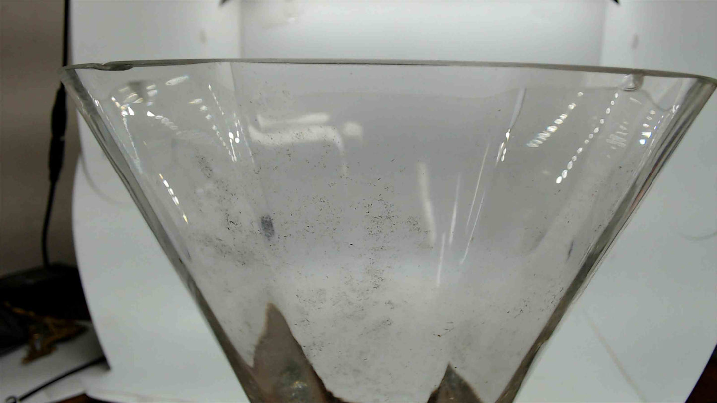Ultimat Vodka "Appreciation" Large Glass Trophy Vase — Inverted Cone Clear Glass with Cobalt Blue Base, 8.75" Tall — 2 Small Rim Chips