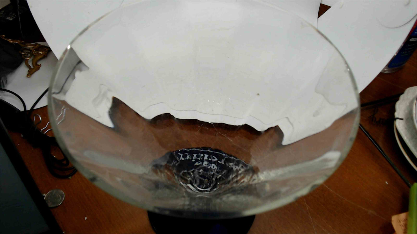 Ultimat Vodka "Appreciation" Large Glass Trophy Vase — Inverted Cone Clear Glass with Cobalt Blue Base, 8.75" Tall — 2 Small Rim Chips