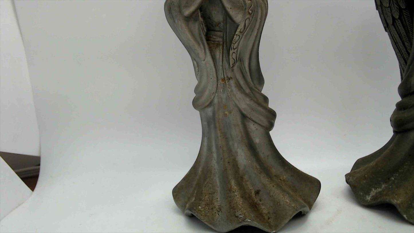 Pair of Metal Angel Candle Holders with Antique Bronze Finish & Detailed Wings — 6.75" Tall — Made in Indonesia
