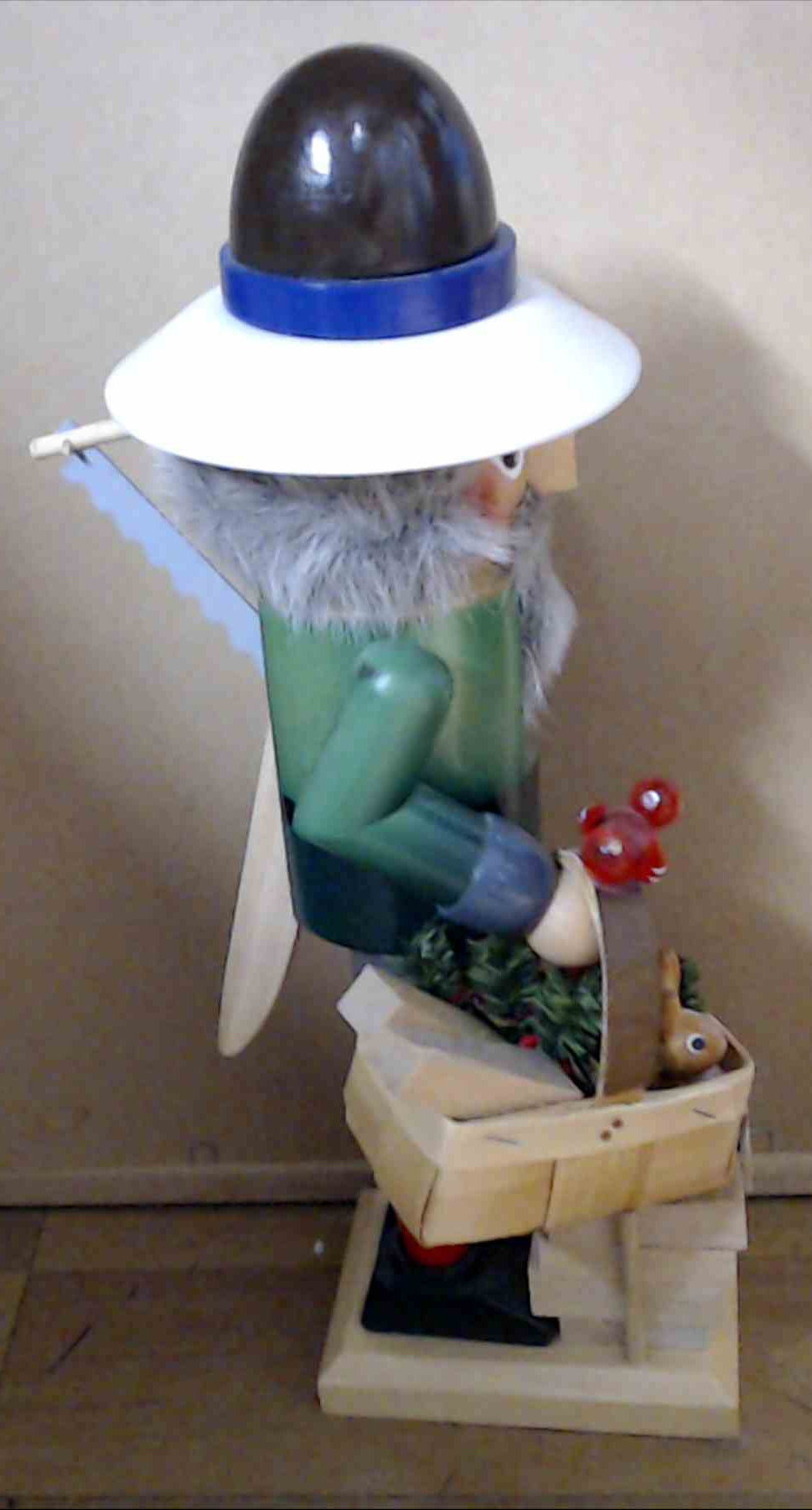Steinbach Nutcracker Lumberjack 16"  Missing AXE, Saw is cracked, Writing on the bottom  Volkskunst Germany