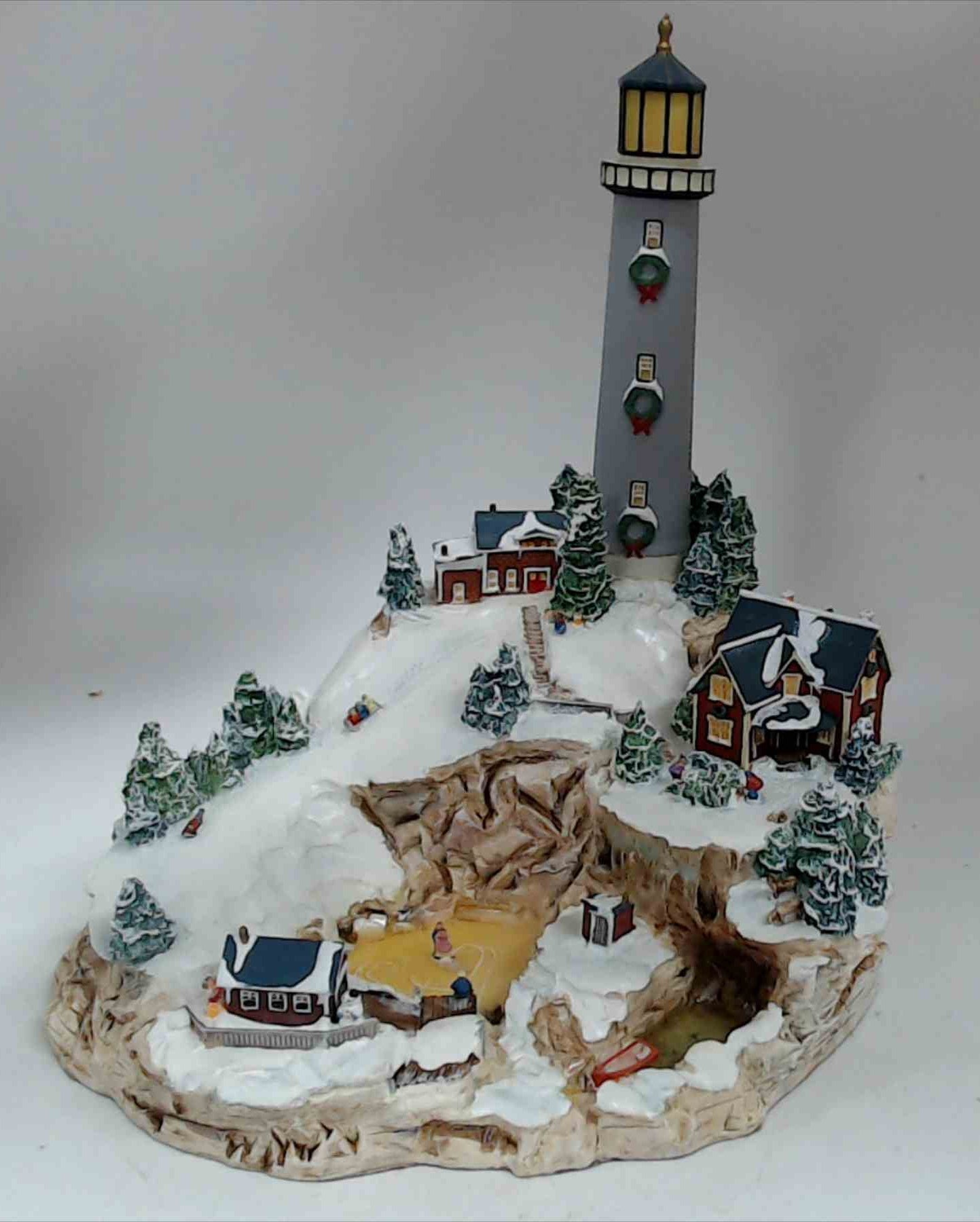LENOX Light At Holiday Harbor 2001 Snowy Winter Lighthouse Village Sculpture