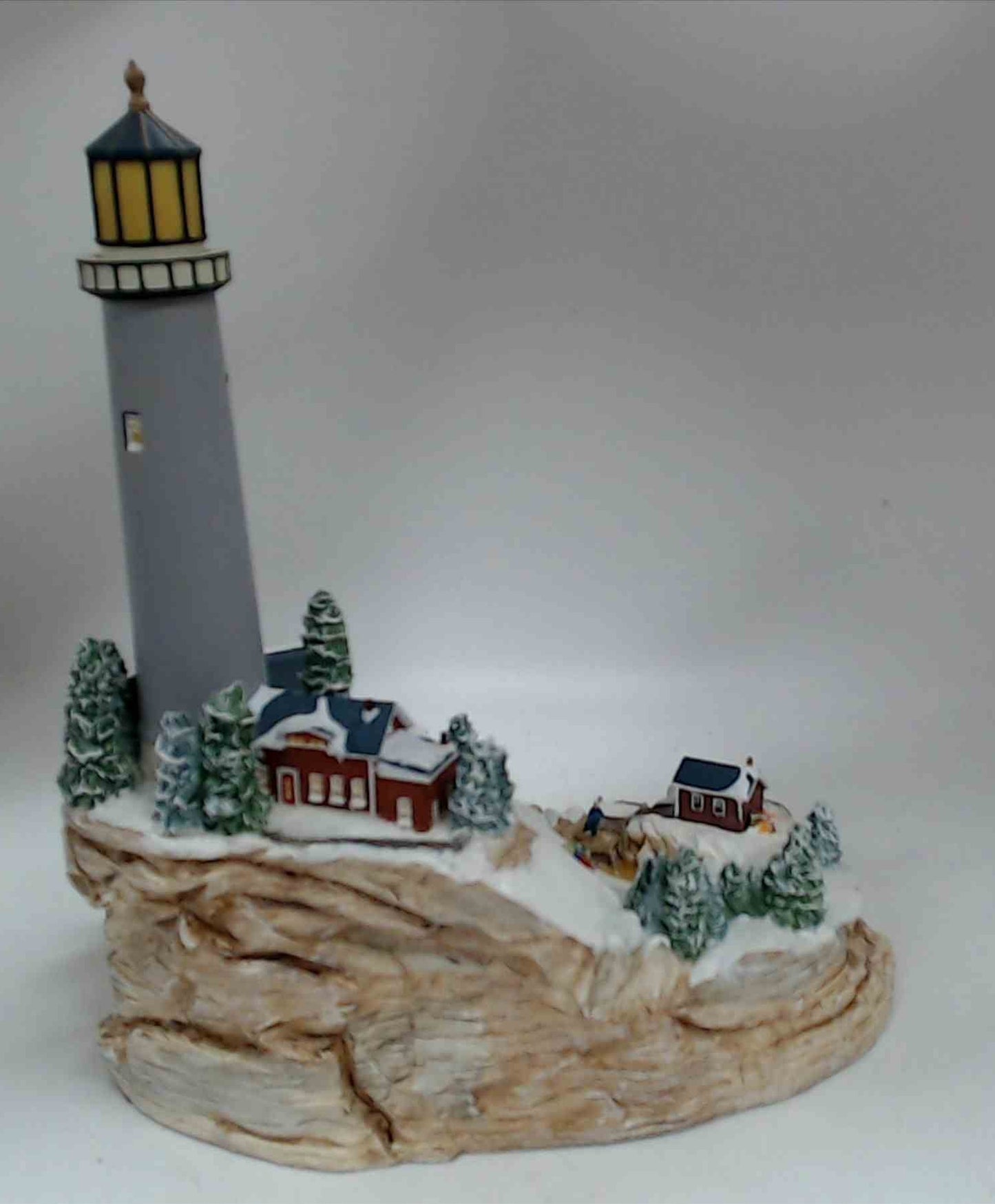 LENOX Light At Holiday Harbor 2001 Snowy Winter Lighthouse Village Sculpture