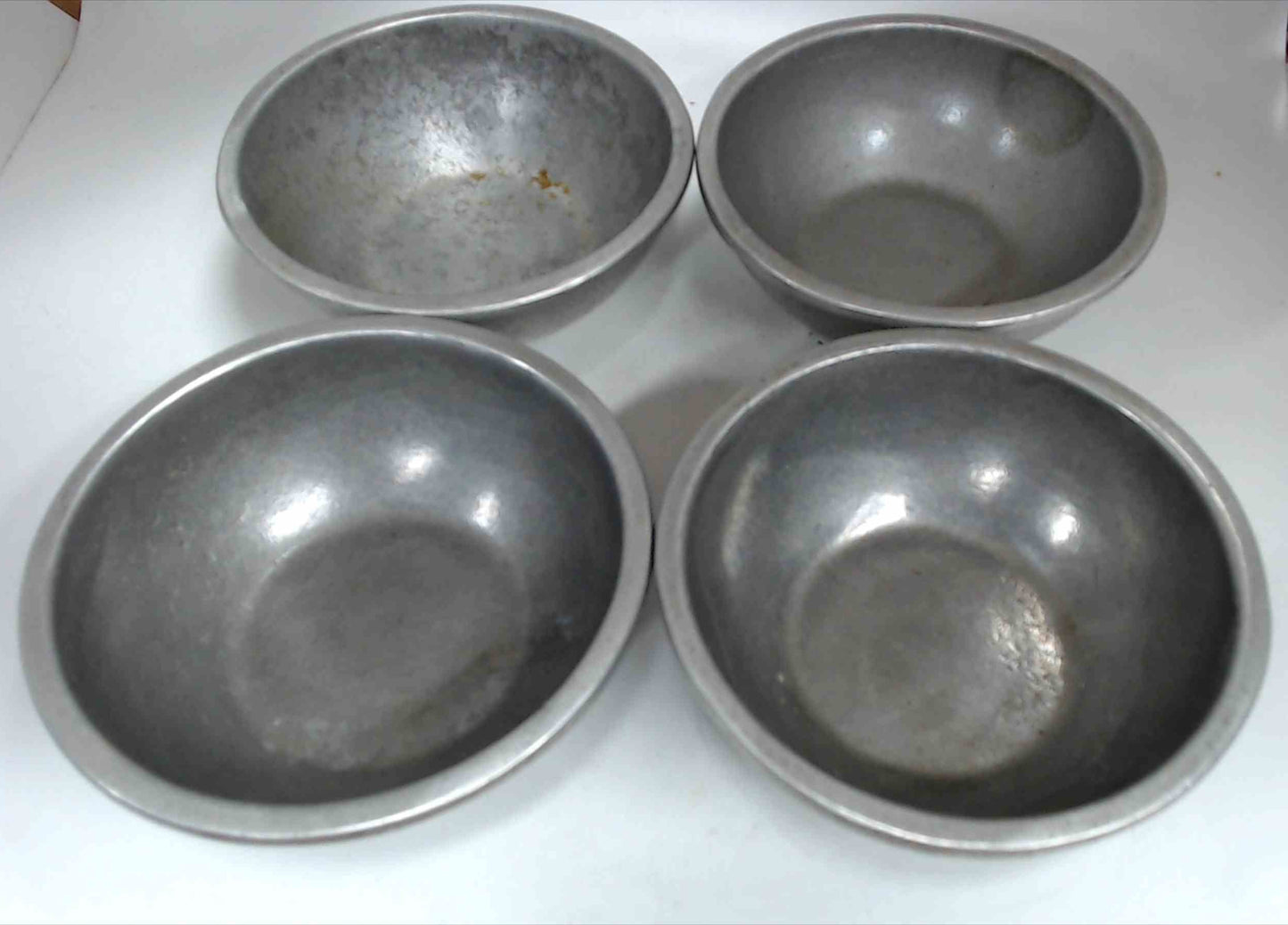 Lot of 4 Pewter Small Bowls 4 3/4" Unmarked
