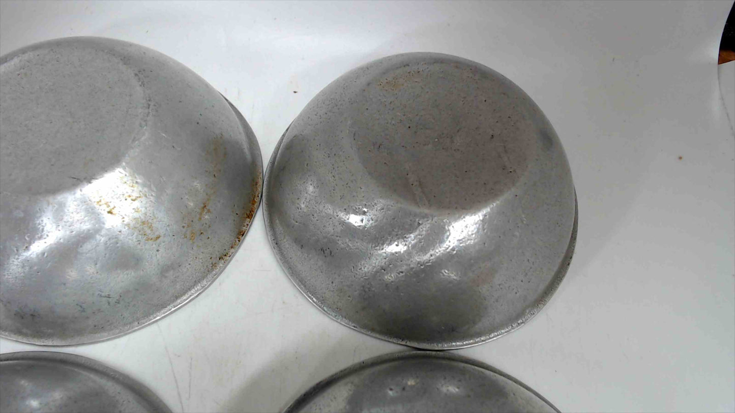 Lot of 4 Pewter Small Bowls 4 3/4" Unmarked