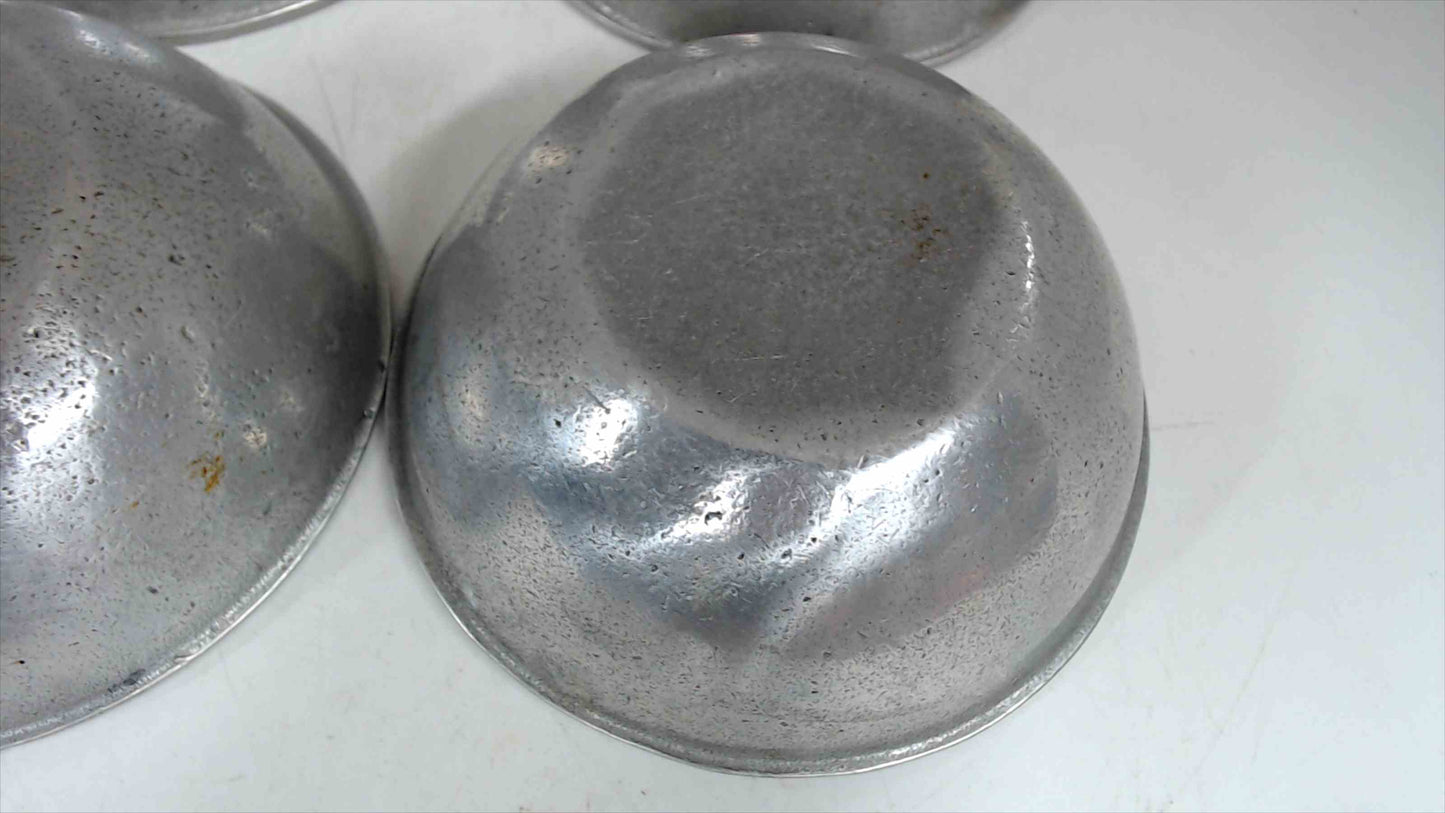 Lot of 4 Pewter Small Bowls 4 3/4" Unmarked