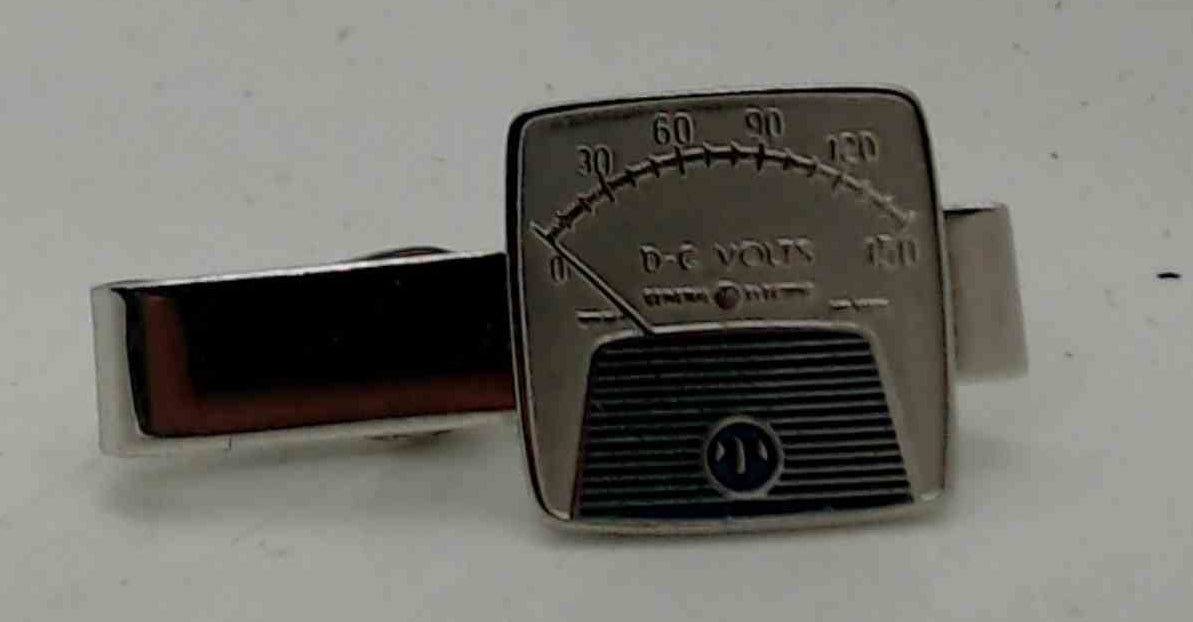 Vintage GE General Electric Tie Clip Pin THE BIG LOOK D-C Volts Amperes Panel Meter