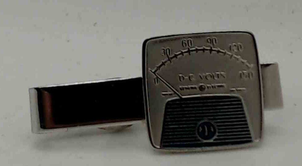 Vintage GE General Electric Tie Clip Pin THE BIG LOOK D-C Volts Amperes Panel Meter