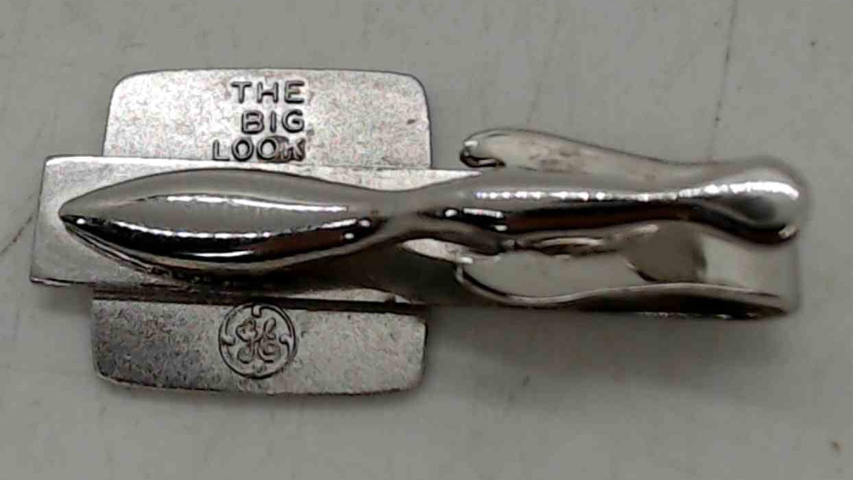 Vintage GE General Electric Tie Clip Pin THE BIG LOOK D-C Volts Amperes Panel Meter
