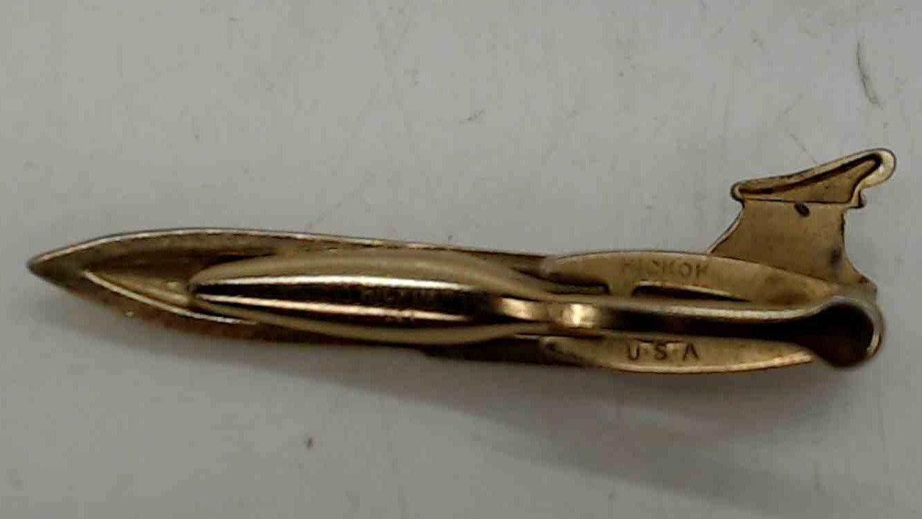 Vintage USAF Jet Tie Clip Gold Tone Hickok USA