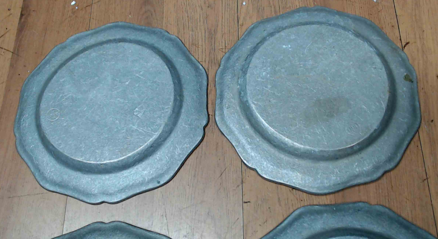 Lot of 4 Vintage Wilton Pewter 9" Dinner Plates RWP Columbia, PA USA