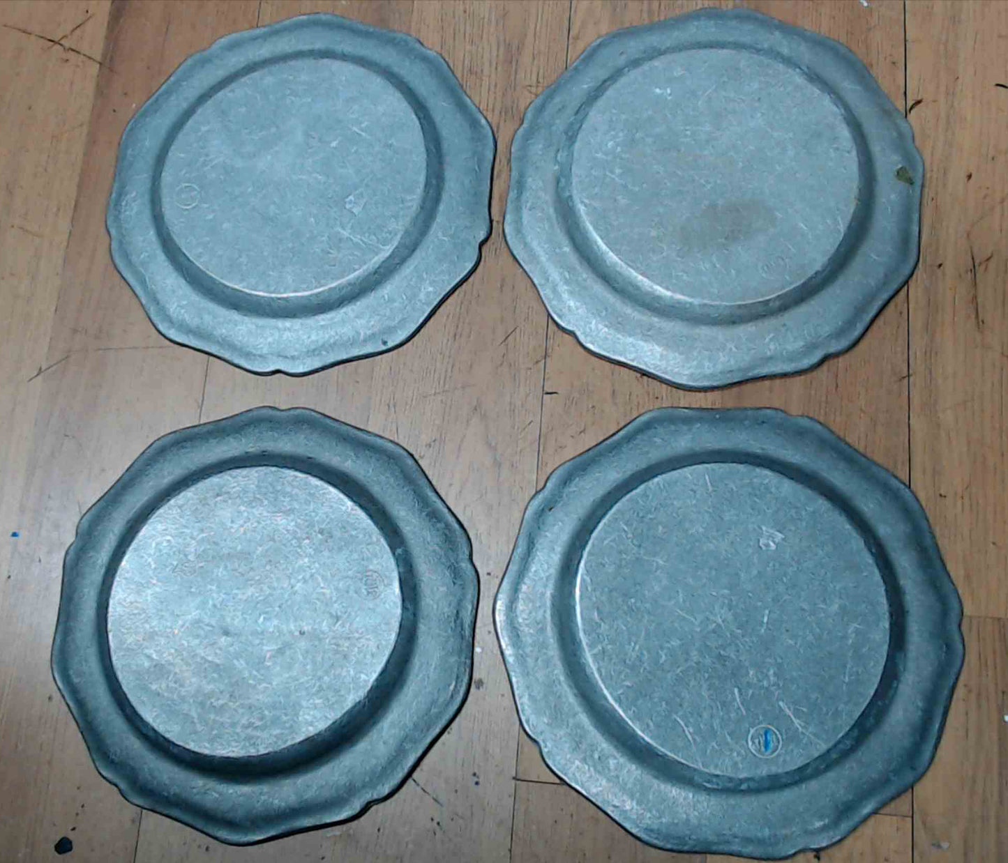 Lot of 4 Vintage Wilton Pewter 9" Dinner Plates RWP Columbia, PA USA