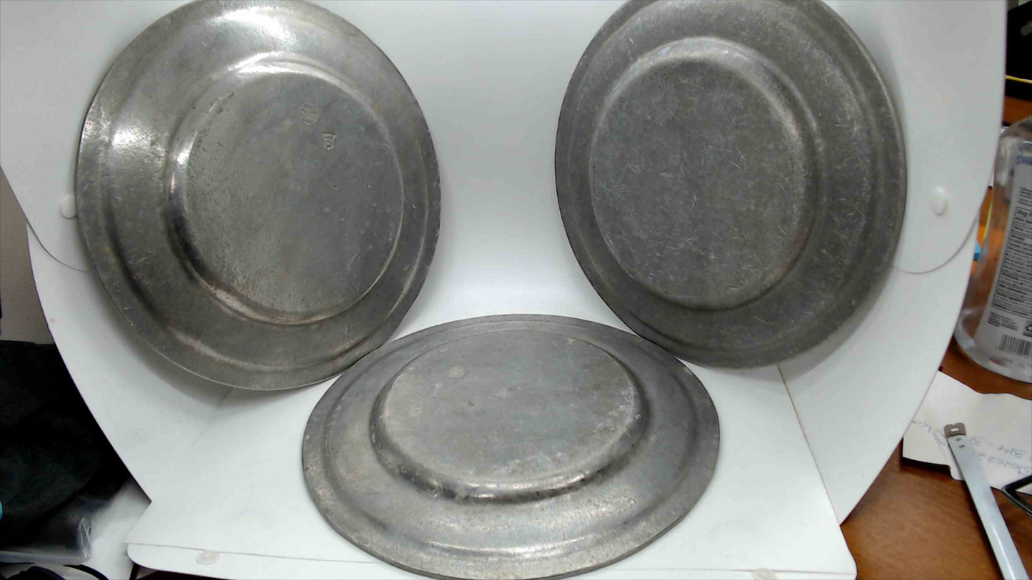 Lot of 3 Vintage Wilton Pewter 11" Dinner Plates RWP Columbia, PA USA
