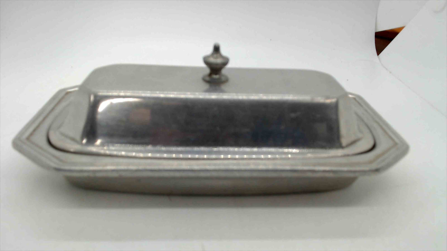 Wilton Armetale Pewter Butter Dish with Cover Octagon Shape Made in USA