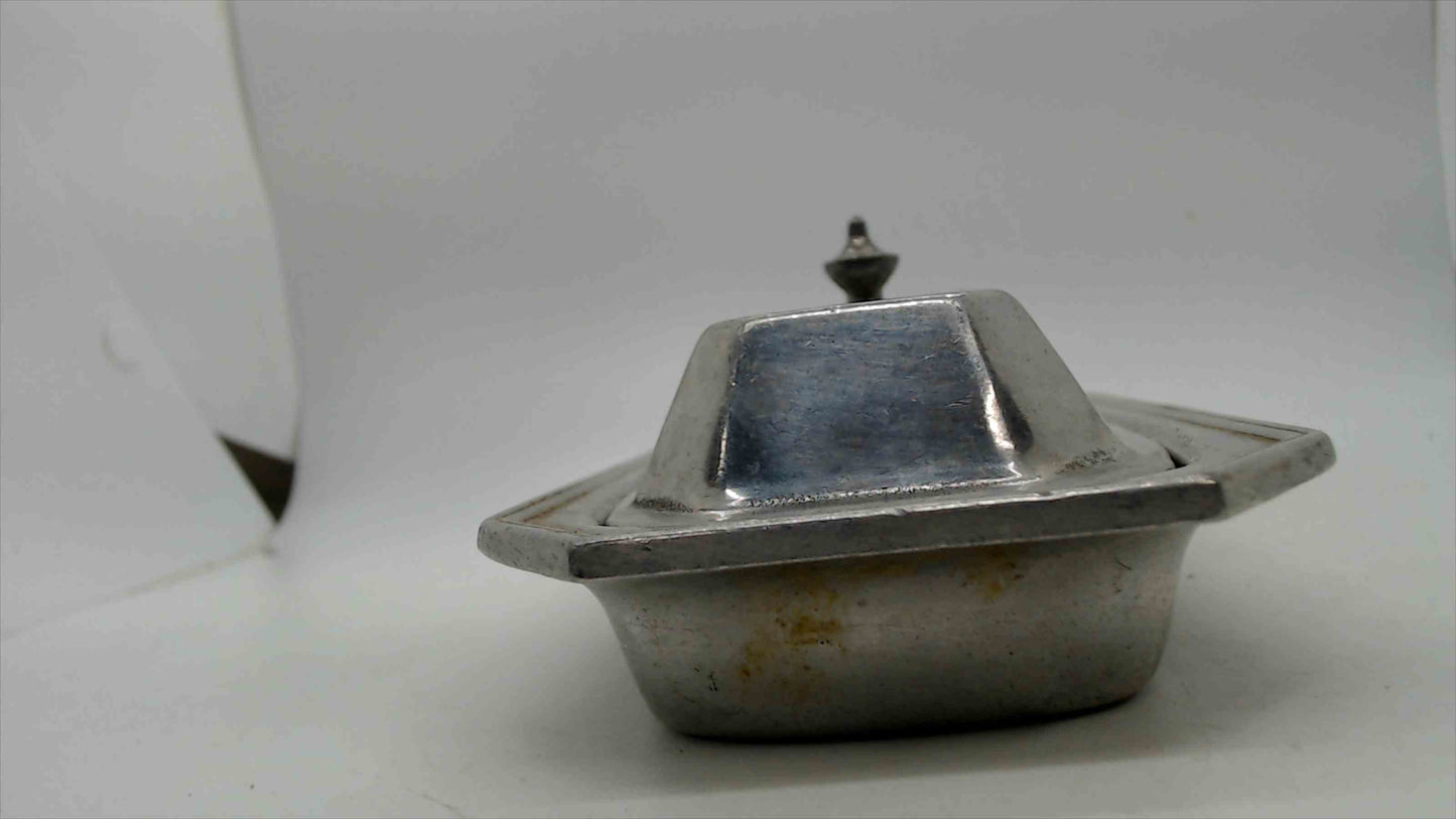 Wilton Armetale Pewter Butter Dish with Cover Octagon Shape Made in USA