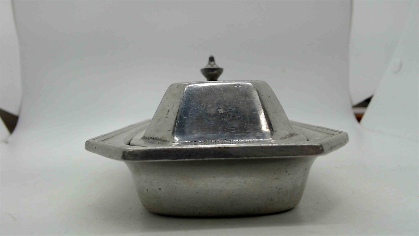 Wilton Armetale Pewter Butter Dish with Cover Octagon Shape Made in USA